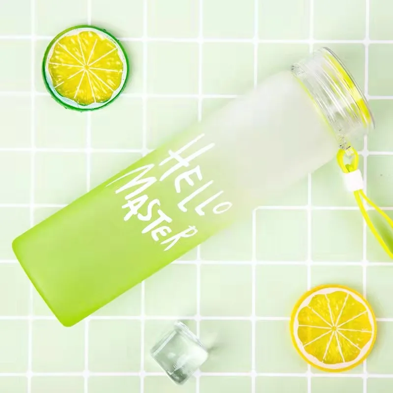 Pastoral 0.5L плоская с ремешком мешочек Pyrex стеклянный силиконовый рукав дешевая прозрачная бутылка для воды