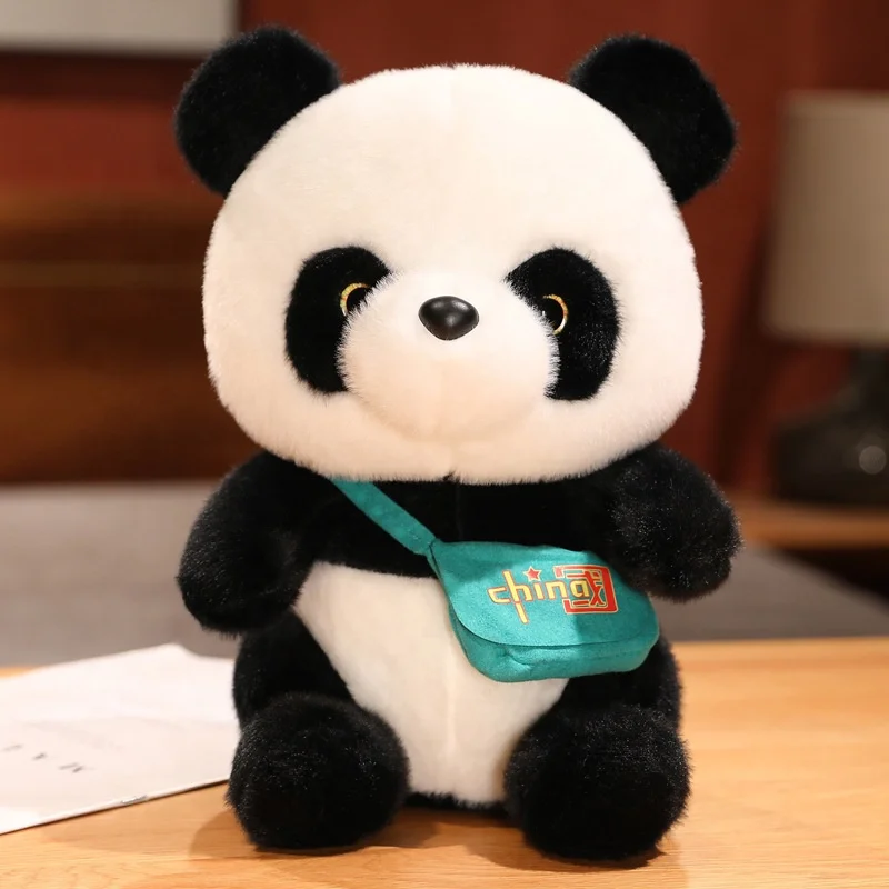 Customized Hot Sale New Cute Shoulder Bag Panda Plush Toys Bear Stuffed Animal Toy Zoo Kids Girlfriend Gift