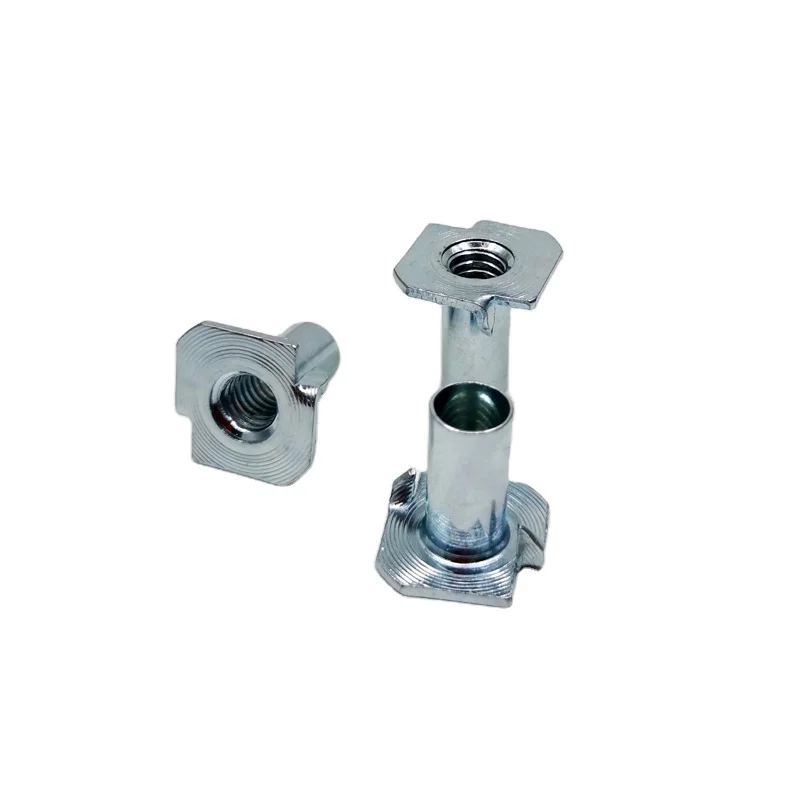 Zinc Plated Steel Square T Nuts Two Prong T-nut Two Claw Nuts Tee Nuts for Wood Rock Climbing Holds Cabinetry Furniture