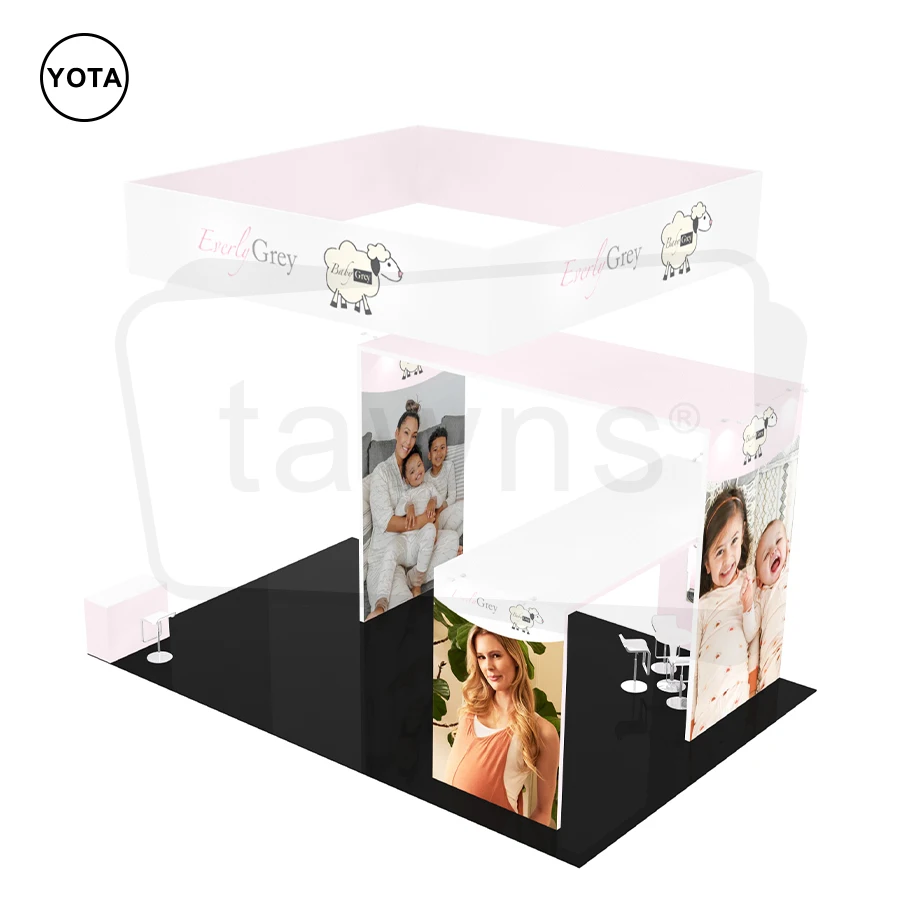 Tawns New Design Custom 20x30ft Portable Tool Free Aluminum Tube Expo Advertising Tension Fabric Exhibition Trade Show Booth
