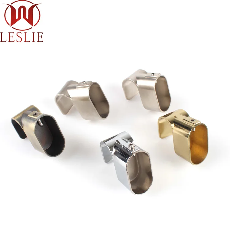 Zinc Alloy Oval Shape Wardrobe Hanging Rail Rod End Support Wardrobe Tube Support Brackets Holder Wardrobe Tube Holder