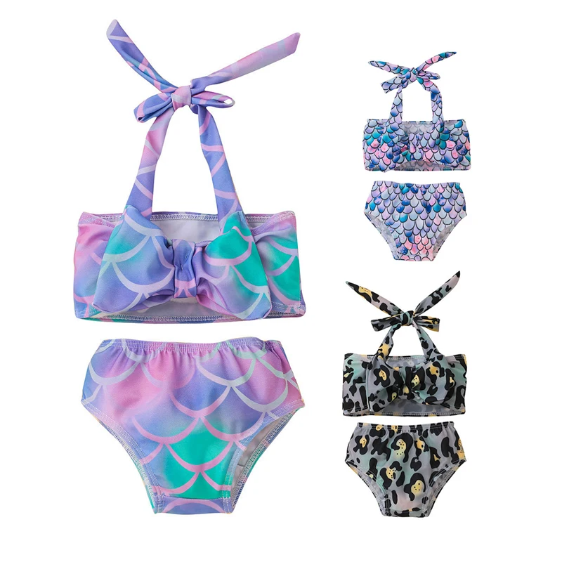 wholesale custom two pieces new designer cute teen girls children kid baby swimsuit bikini swimwear