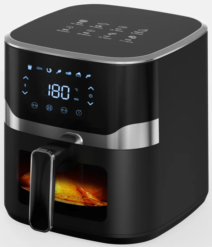 GIAYOL miniature visual air fryer with upgraded coated frying basket for BBQ chicken