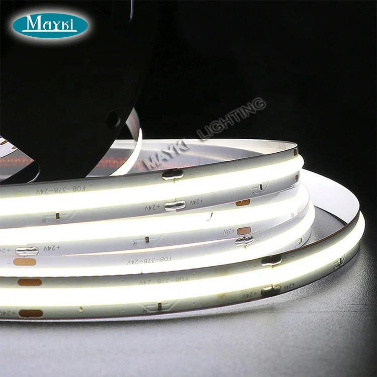 Mayki CRI 97Ra Flexible COB led strips 3000K 4000K 6000K CCT 8mm width 320 chip/m LED dimmer 12V 24V
