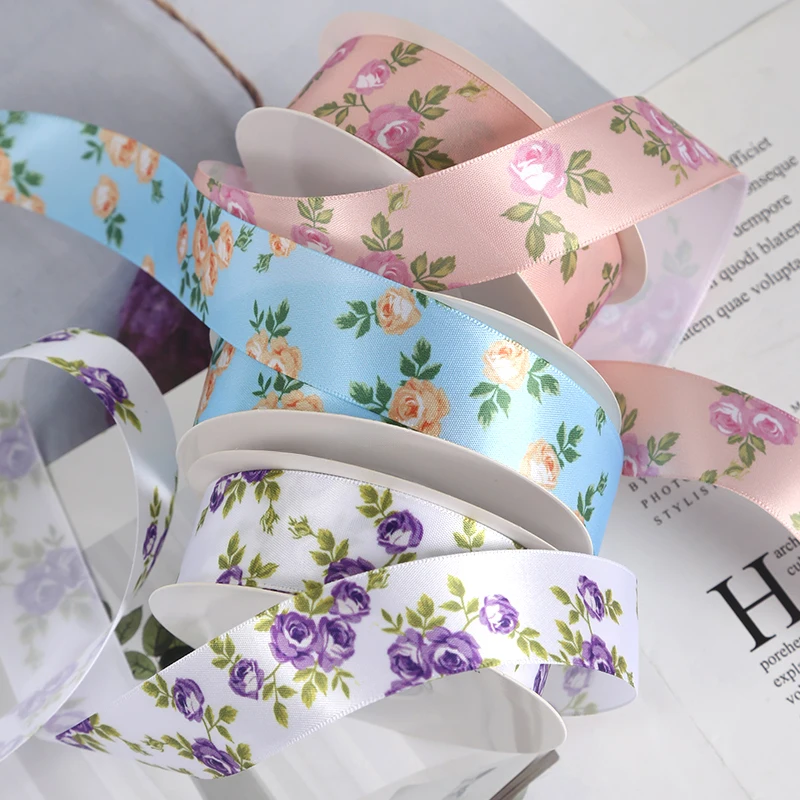 High quality and sustainable recycled polyester double-sided satin ribbon with printed ribbon