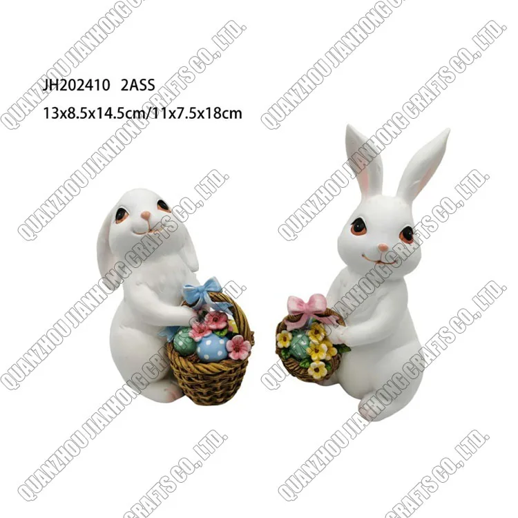 Customized Design Bunny Handmade Figurine Home and Outdoor Decoration Easter Resin Rabbit Statues