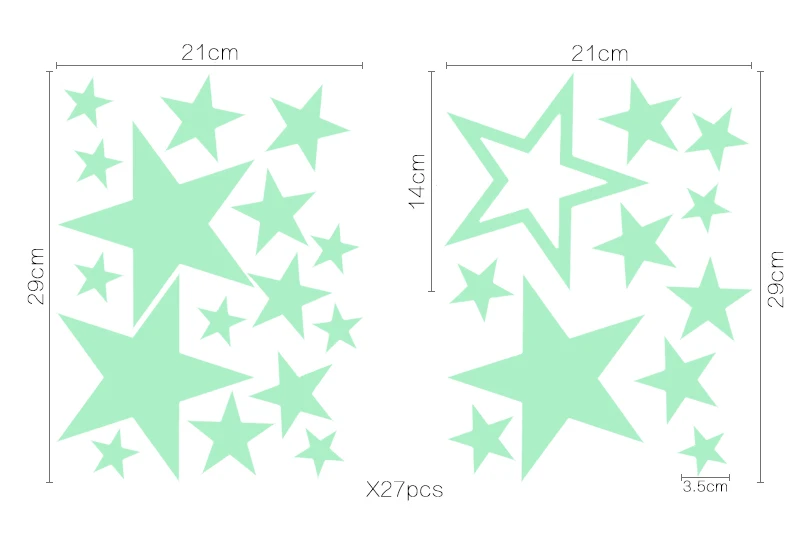 27 Pcs/Set Luminous Stars Wall Sticker Glow in The Dark Self-Adhesive Poster Home Decor Fluorescent Star Art Mural