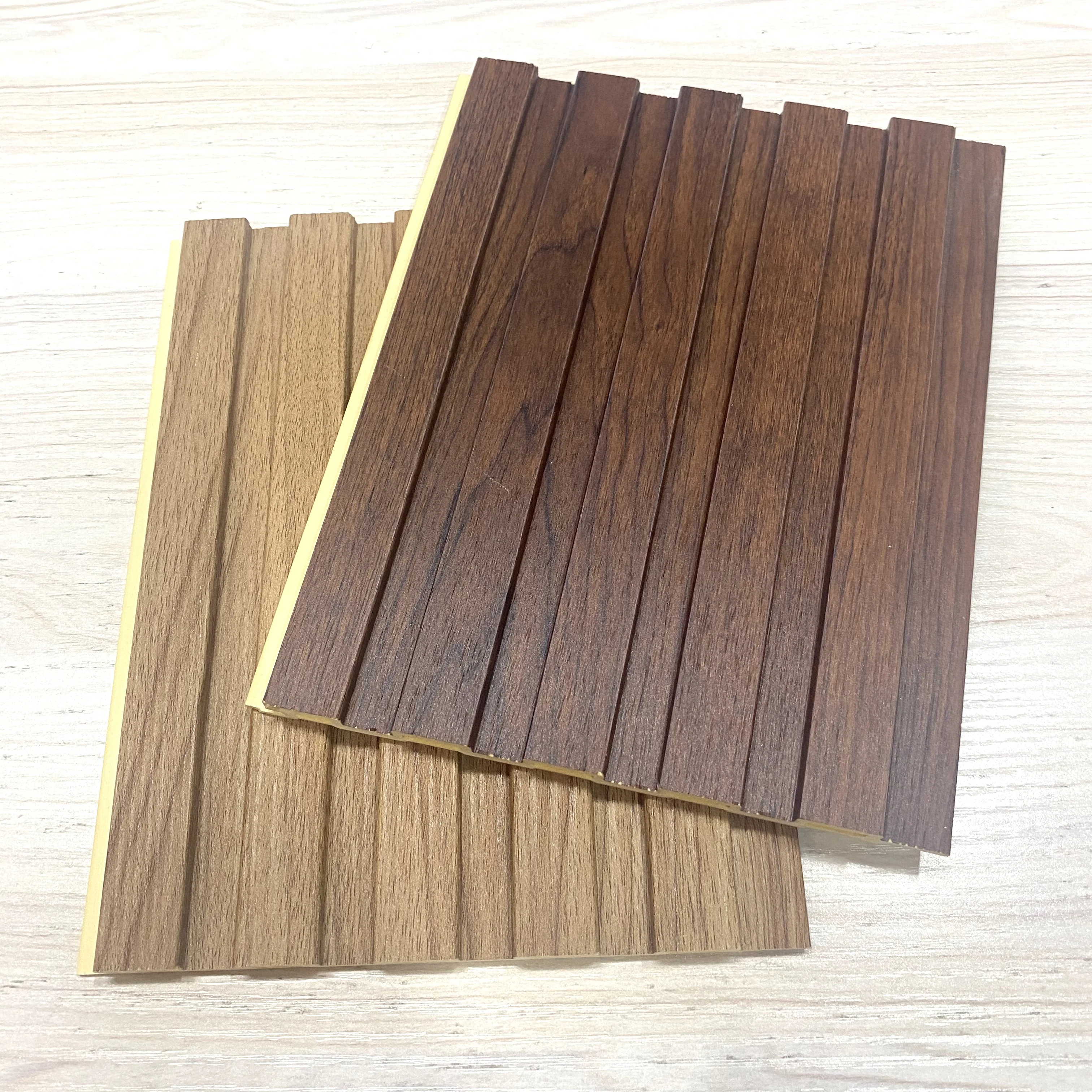 Interior Decorative Metal Texture Wall Cladding Bamboo Fiber Art Louver Panel Waterproof Fireproof Background WPC Fluted Panel