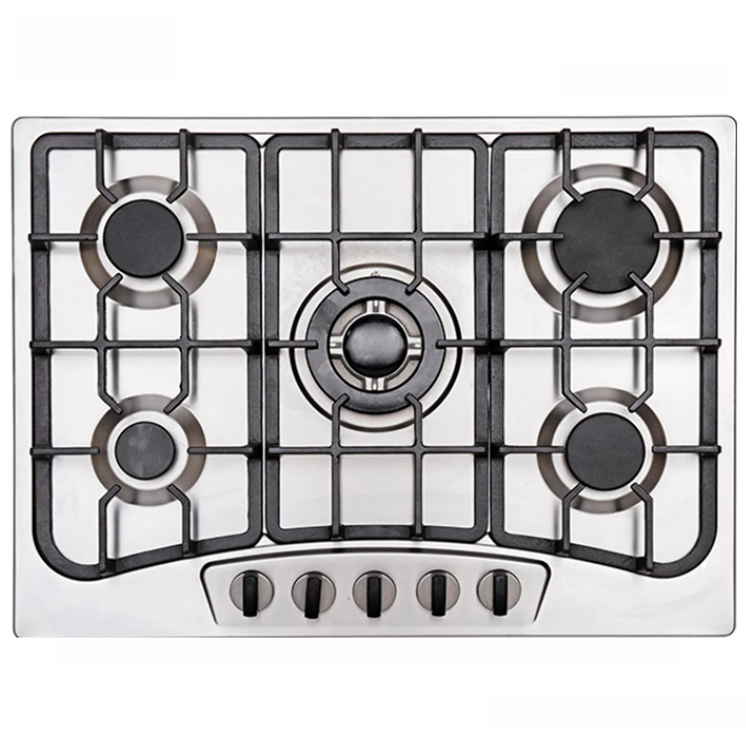 europe style High Firepower knob control heating plate 1000kw 5 gas burner kitchen gas cooker
