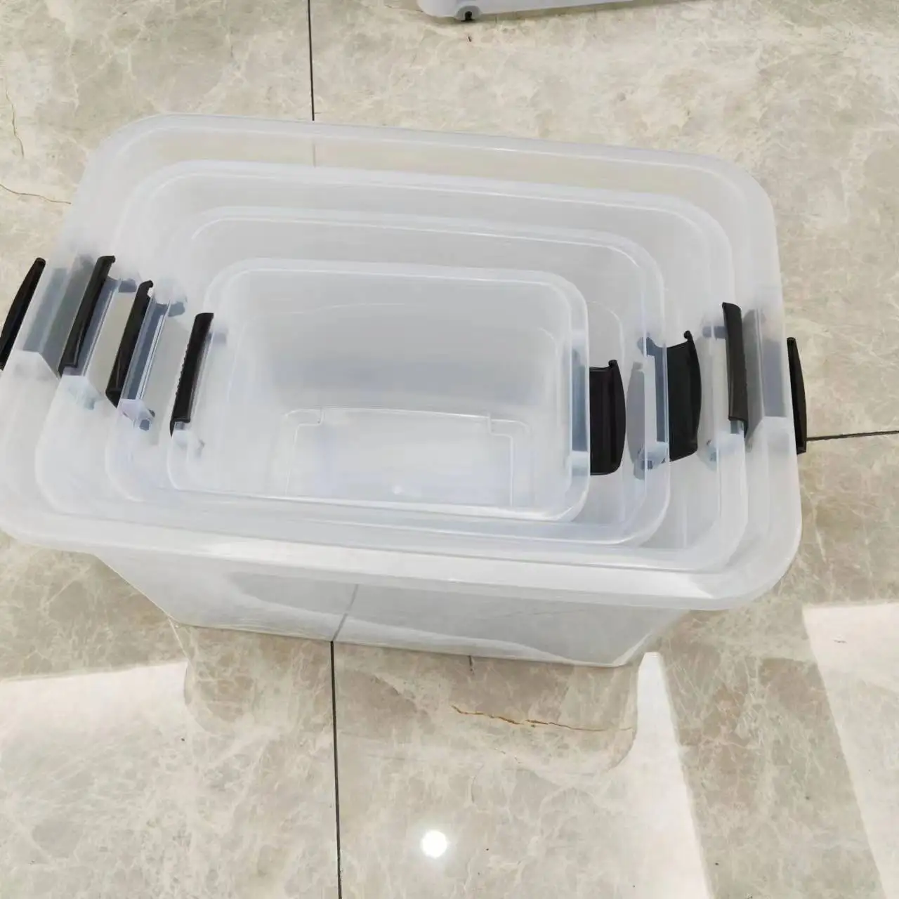 Cheap Plastic Storage Box With Handle Stackable Small Clear Multifunction Organizer Bins