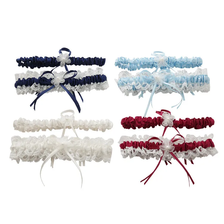 Оптовая продажа свадебных цветочных кружевных подвязок для свадебного декора