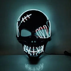 Scar One-eyed skeleton Mask with Blood Horror Cold Light Halloween Mask LED Glowing Mask