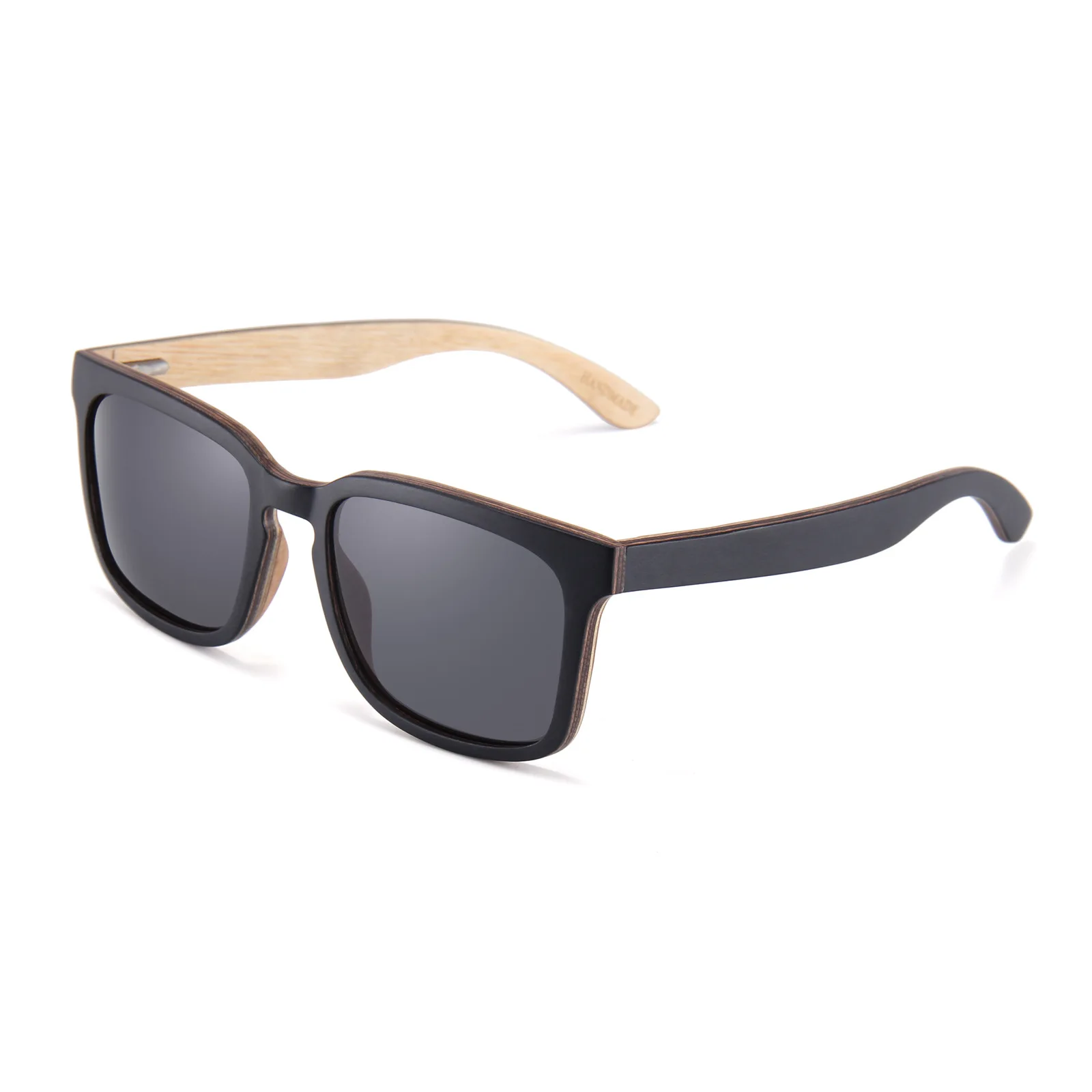 Wood Sunglasses Custom Logo Bamboo Fashion Black Mirror Metal Eye OEM Spring Frame Style Time Protection Color Lenses Weight Age
