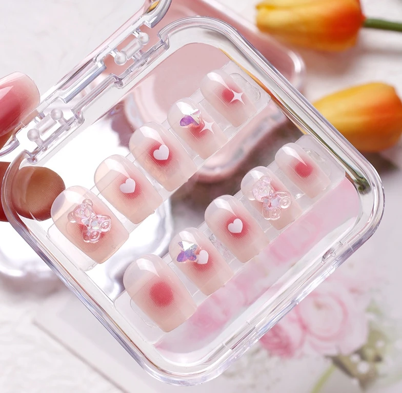 Wholesale 2 Sizes Thicken Texture Finished Fake Nails Display Stand Good Sealing Nail Art Storage Box Gift Jewelry Packaging