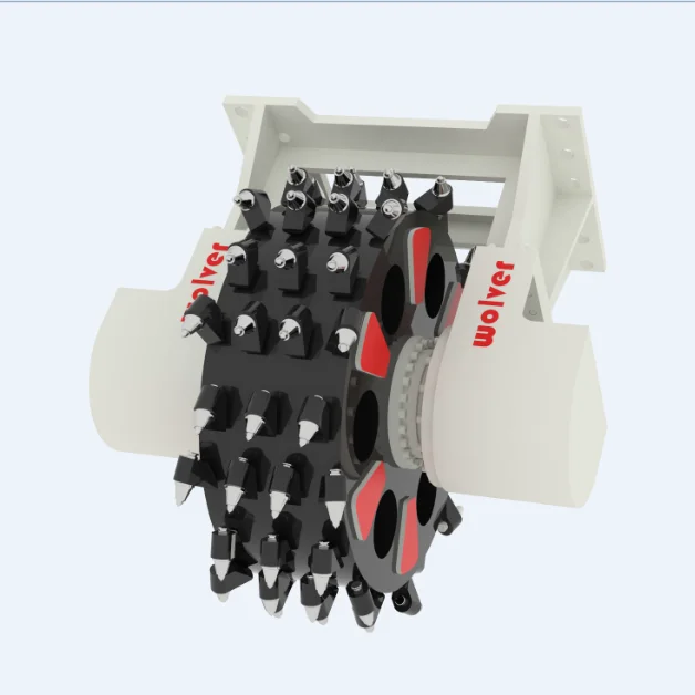 Wheel Rock Trencher Machine Hydraulic Rotary Drum Cutter BRW80 With Low Noise