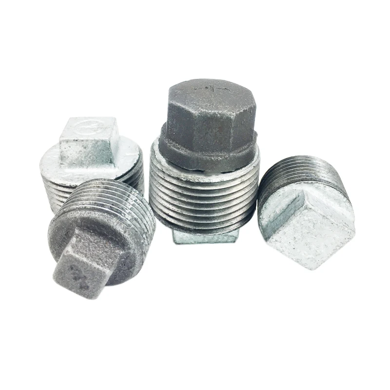 NPT thread  pipe fitting hot dip galvanized  malleable iron asni pipe plugs forged fittings hex/round plug