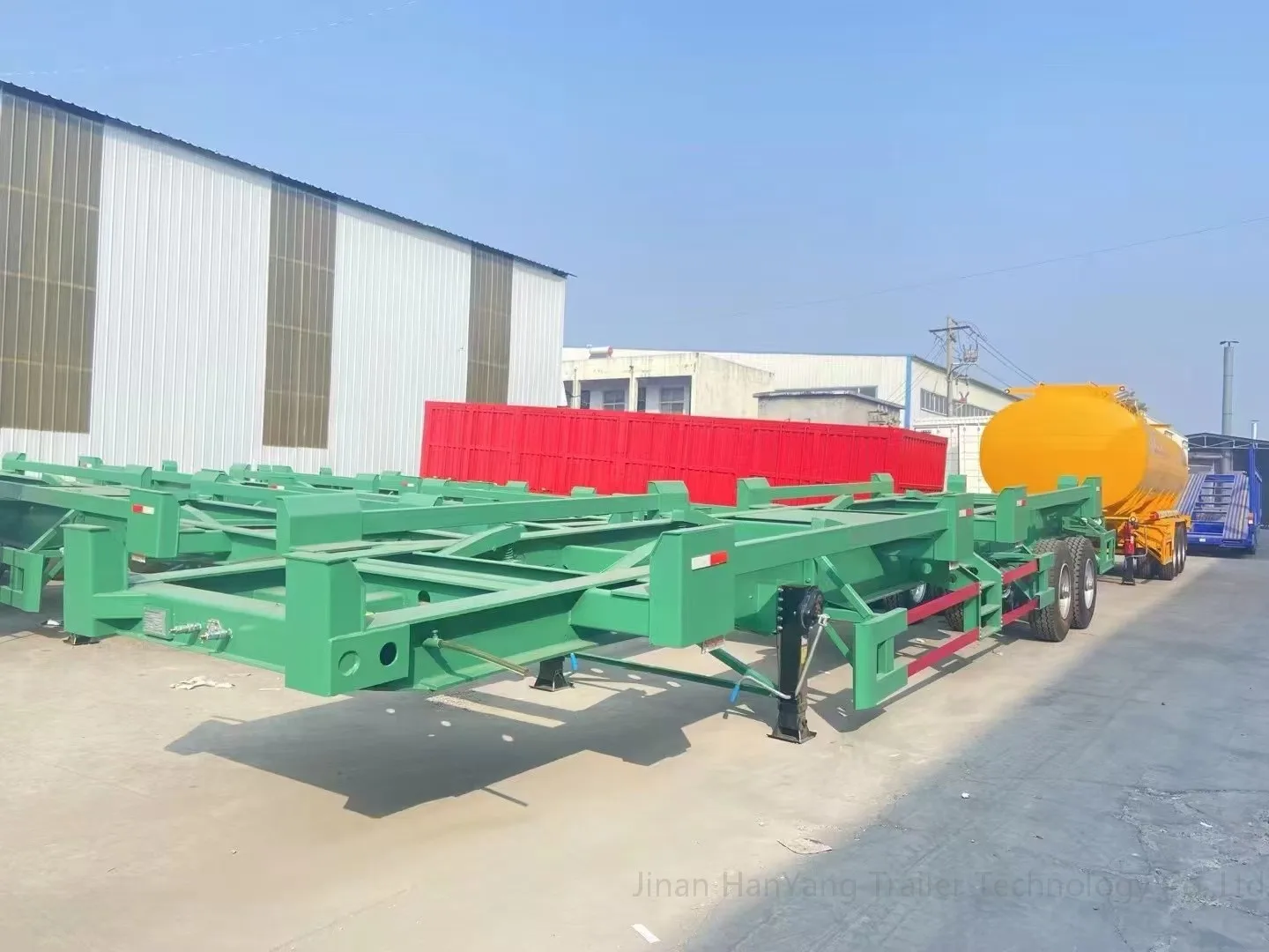 New Style 12 Meter Long Steel Skeleton Semi-Trailers Flatbed Container Semi-Trailer with 12R22.5 Tyre