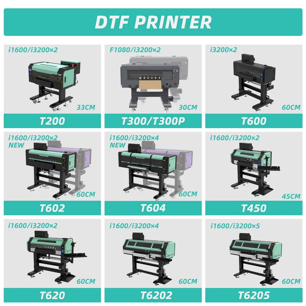 2024 high quality dtf printer 2 head plotter dtf i3200 i1600 dtf clothes printer double head and shaker oven combo 60cm set