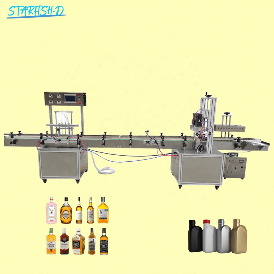 Automatic 4 Head Liquid Filling And Capping Machine Drink Wine Vodka Filling Machine Production Line Alcohol Bottle