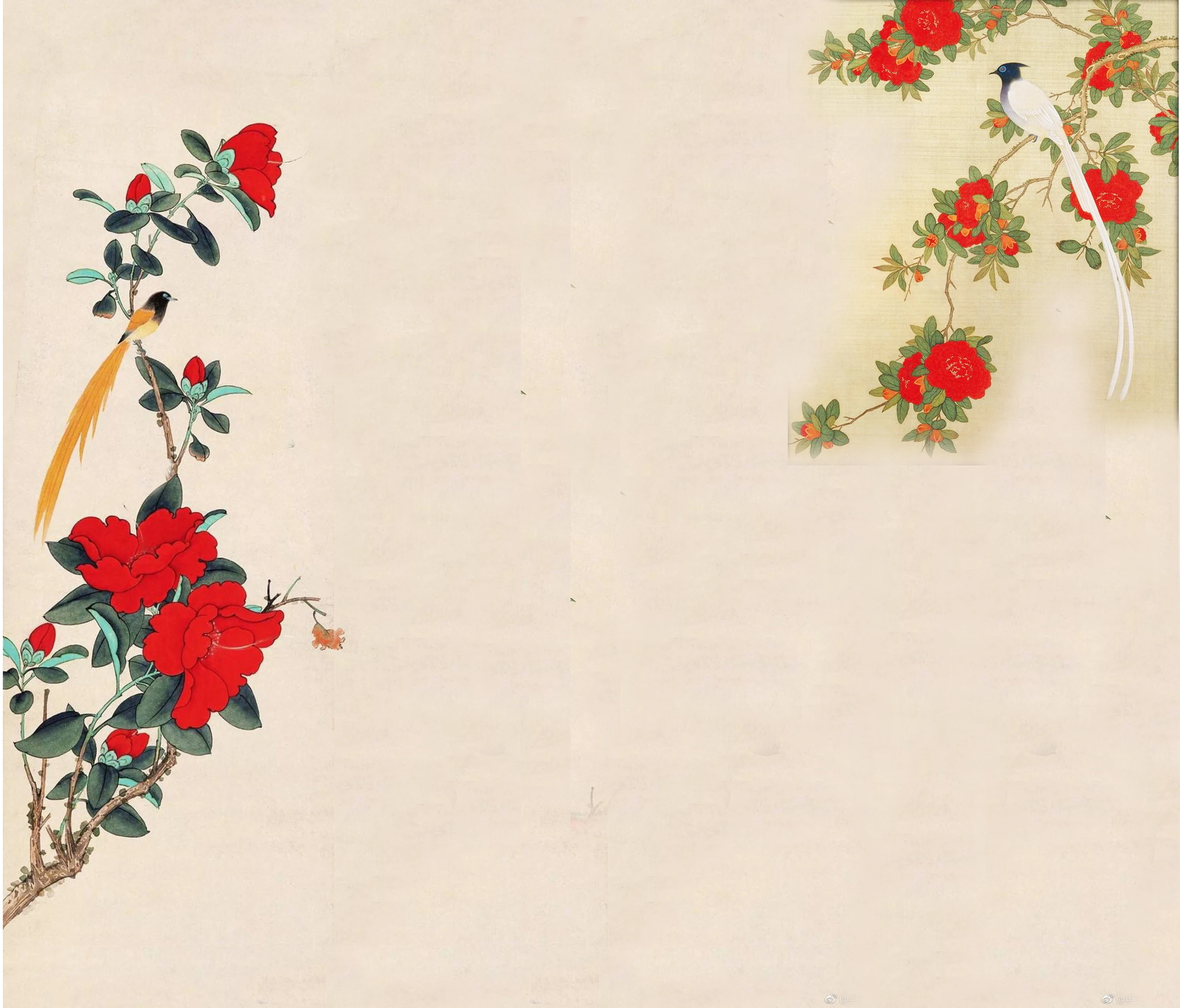 high quality wall panel hand painted silver foil red peony flower wallpaper