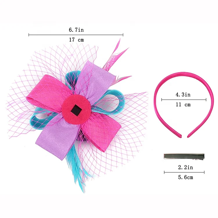 
Feather sinamay fascinator women party hair accessory custom handmade red green satin fascinators for ladies 