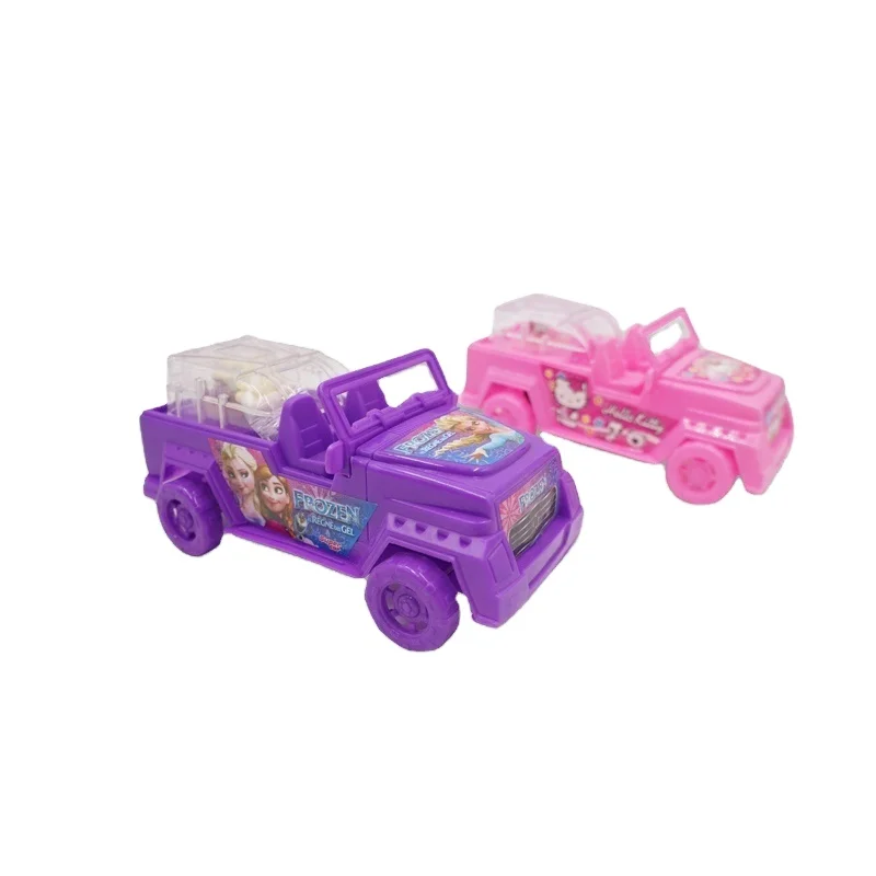 Hot Selling Plastic Vehicle Pull wire cartoon car with light frozen girl candy toys for kids
