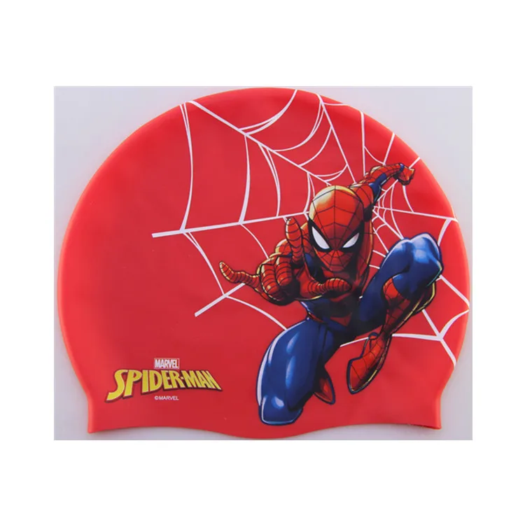 Hot Sale Catton Spiderman Kids For Long Hair Vintage Customize Logo Soft 100% Silicone Swim Caps