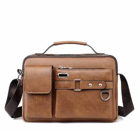 classic multifunctional  for men Hot sale retro  waterproof PU leather shoulder bag handbag sling bag messenger bag
