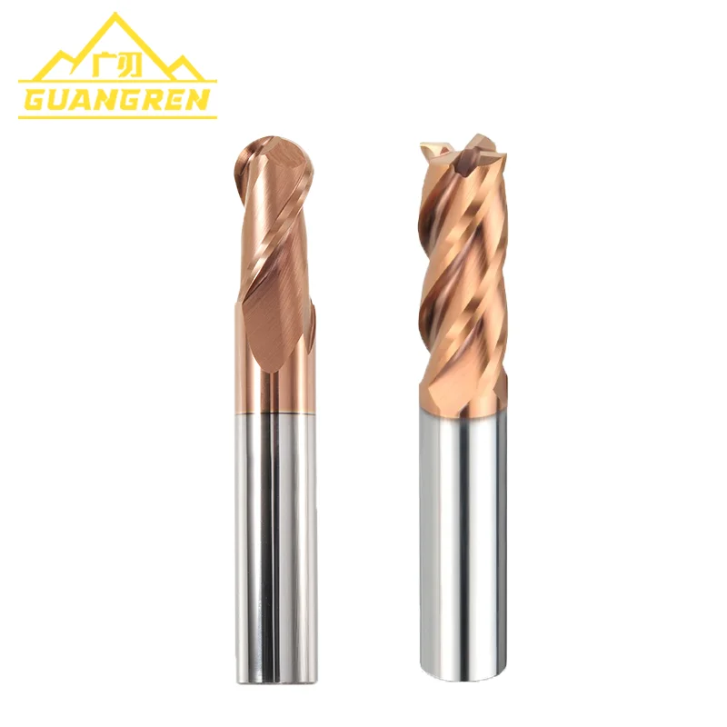 GuangRen Wholesale Price 2F 4F hrc55 flat endmills and ballnose cutters endmill solid carbide