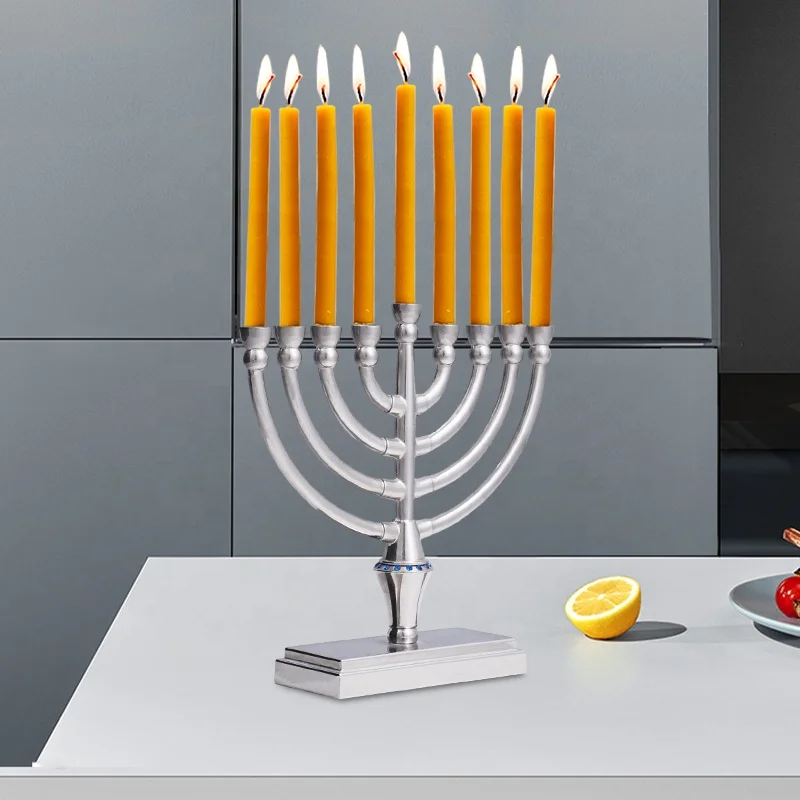 Jewish Menorah Candle-holders Religions Candelabra Hanukkah Candlesticks 9 Branch Candle Holder