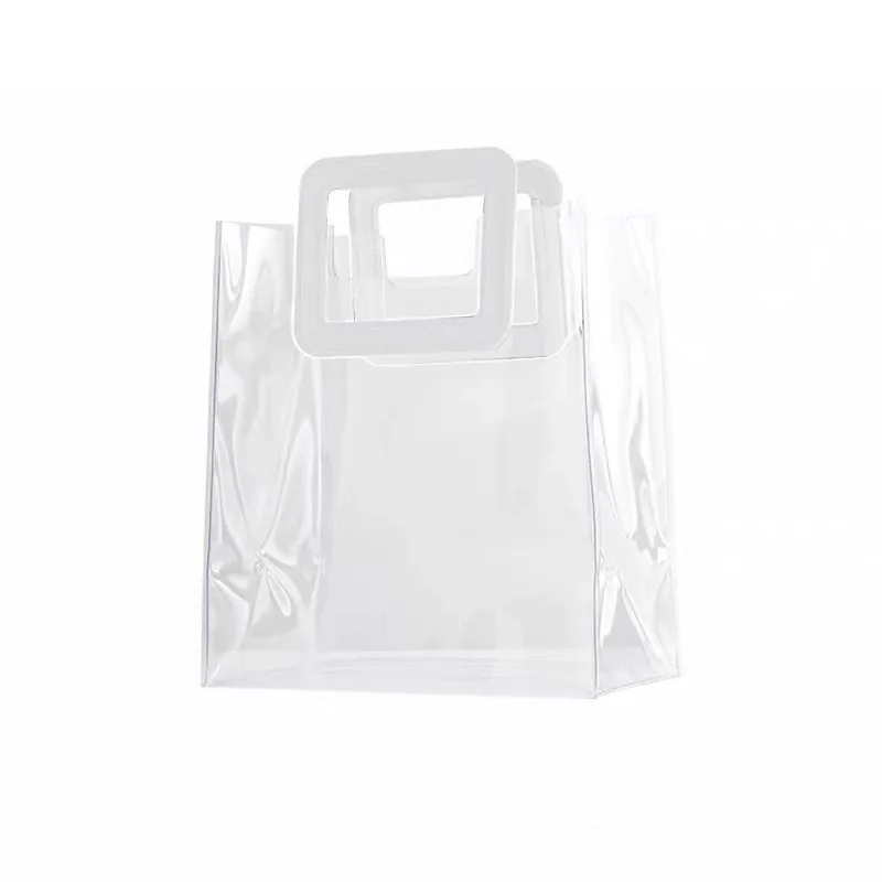 Wholesale Custom Clear PVC Plastic Shopping Bag With Logo Transparent Handle Bags Packing For Gifts