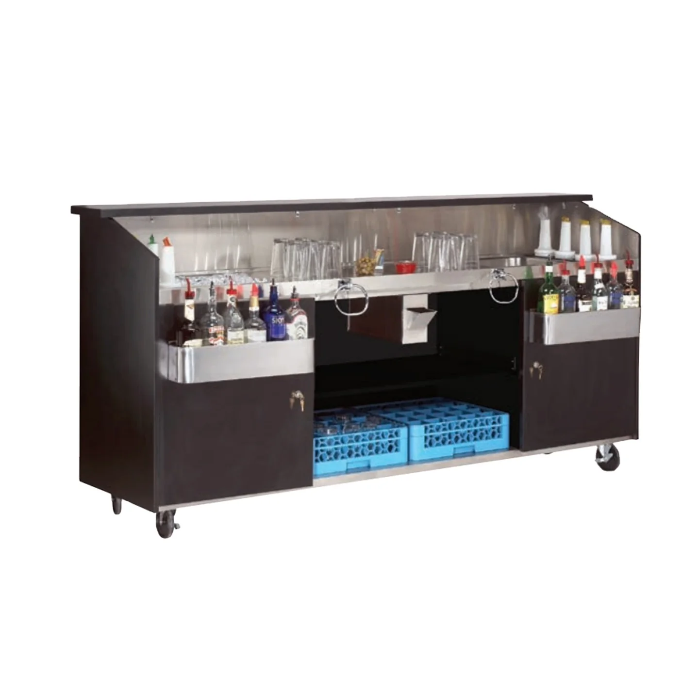 Custom Outdoor Use Cocktail bar Mobile Bartender Ice Bin Drain Board Station Portable