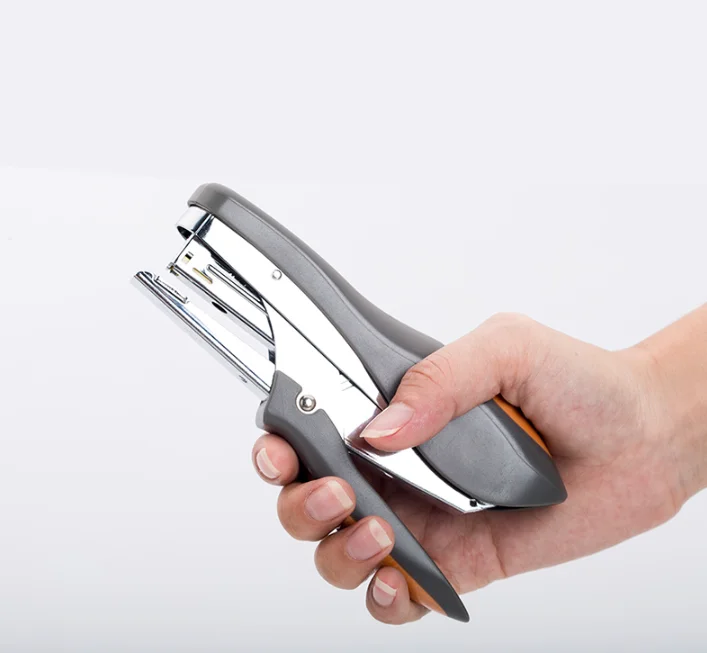 PL-20 Custom High Quality Portable Stapler Fashion Hand Grip Stapler Flat Nail Bend Nail Switch Use Metal Stapler for gift