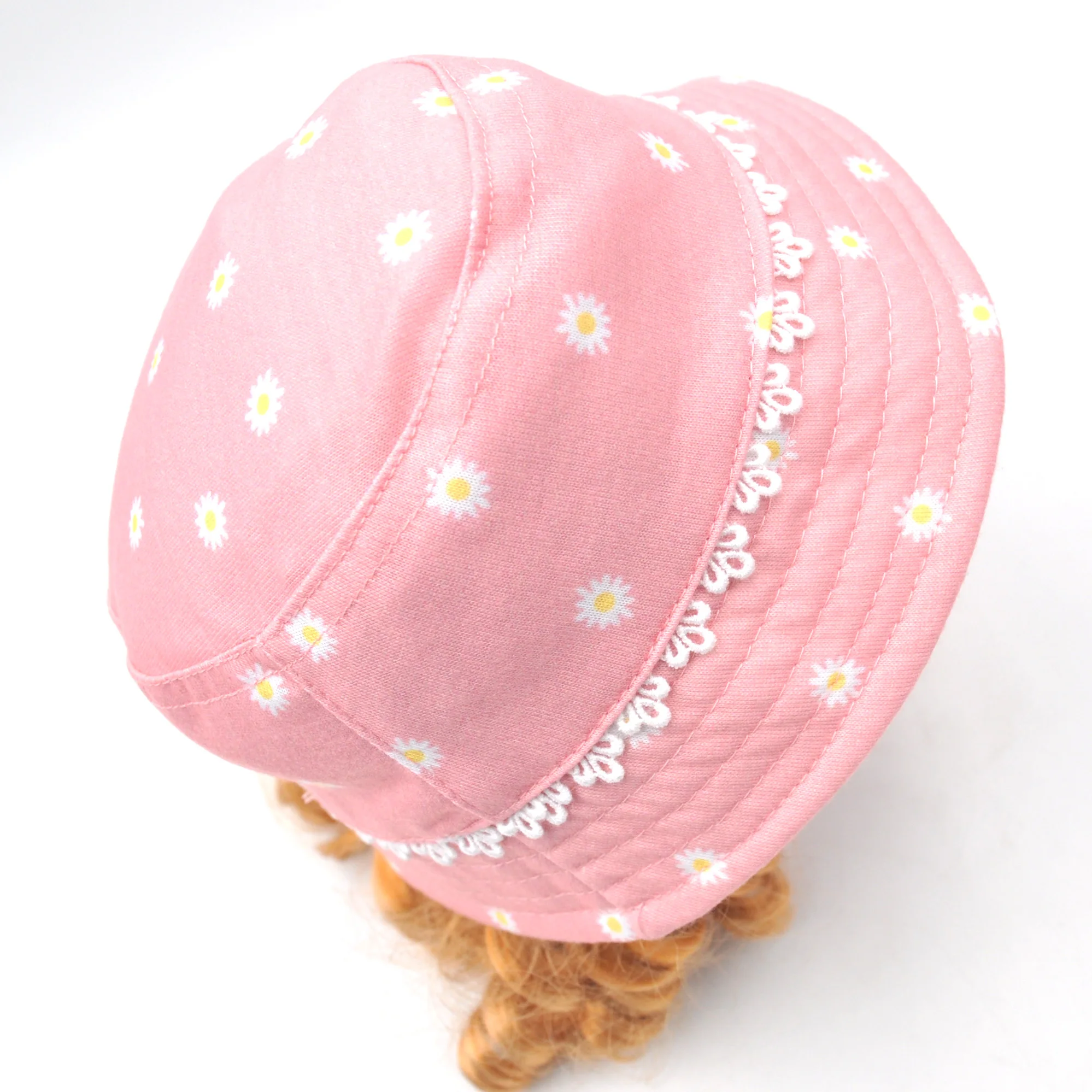 Custom Kids Toddler Girls Summer Cotton Canvas Wide Brim UV Sun Hat Bucket Hats Cap For Baby Girl Summer