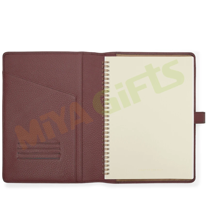 Custom A4 A5 B5 B6 leather crocodile pebble spiral notebook planner cover refillable wire o-binding journal agenda organizer