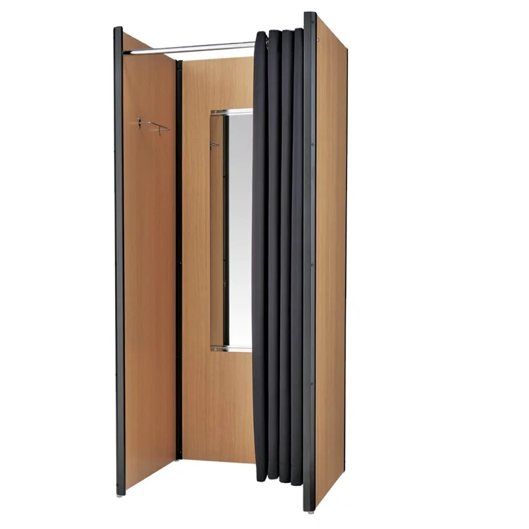 Wooden Fitting Room Without Curtain Rustic Frame Clothing Store Cabinet Display Rack Retail Store Furniture