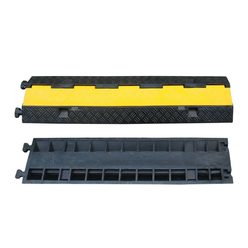 21kg Speed Bump 980*580*90mm Rubber Cable Cord Protector with PVC Cover Indoor & Outdoor Roadway Safety Trunking Cover