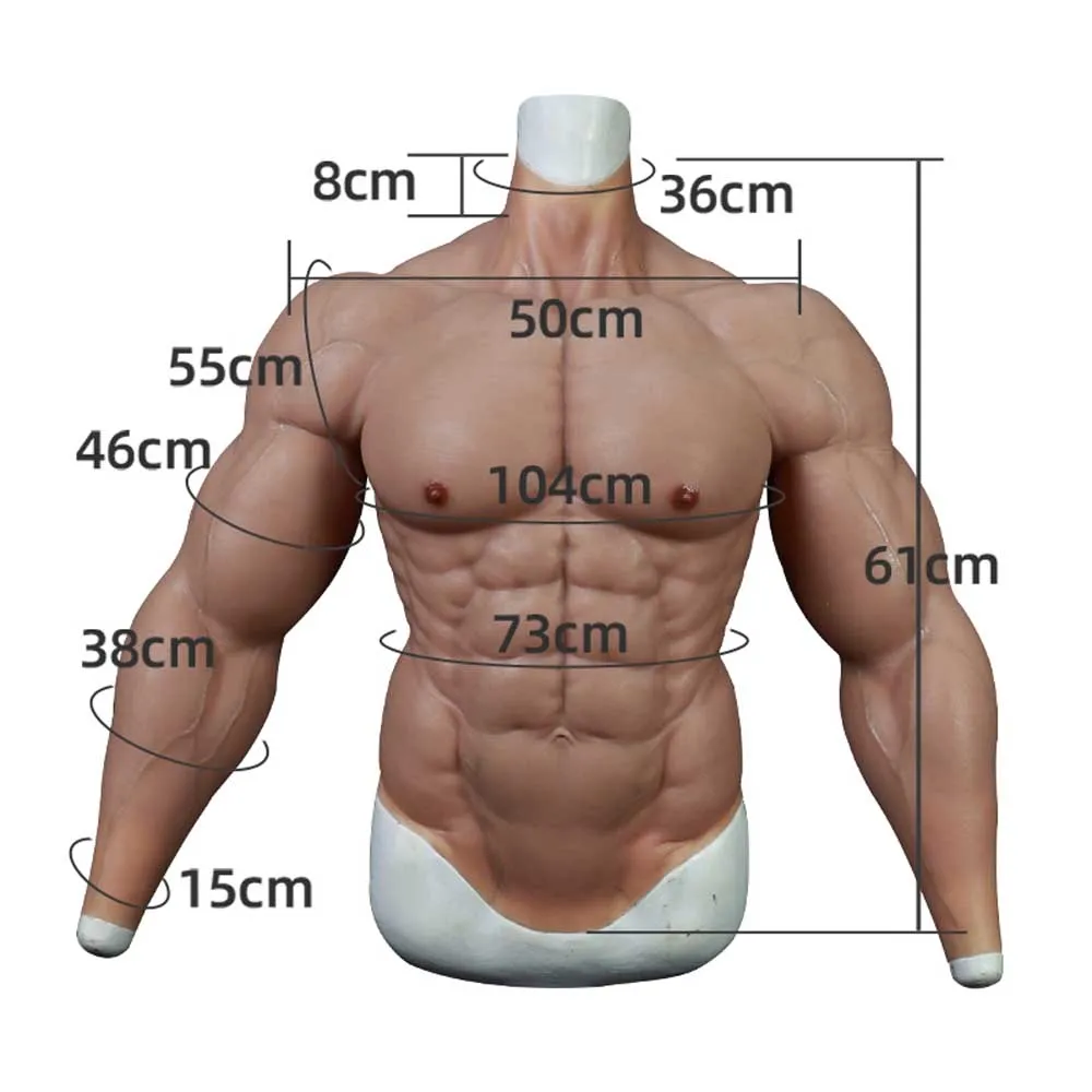Macho Silicone Muscle Suit With Arm Realistic Abdominal Muscle Fake Chest for Cosplay Costume Anime Masquerade