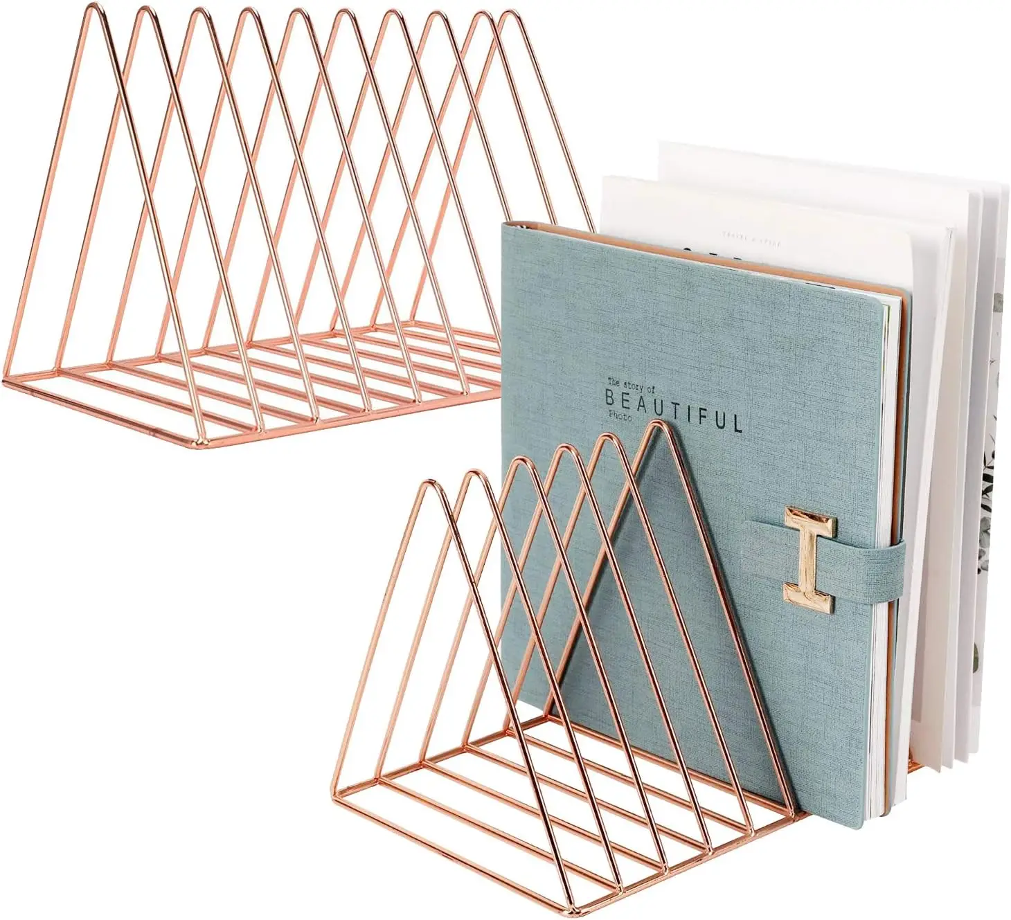Acrylic Triangle File Folder Racks and Magazine Holder Metal bookshelf vinyl record storage