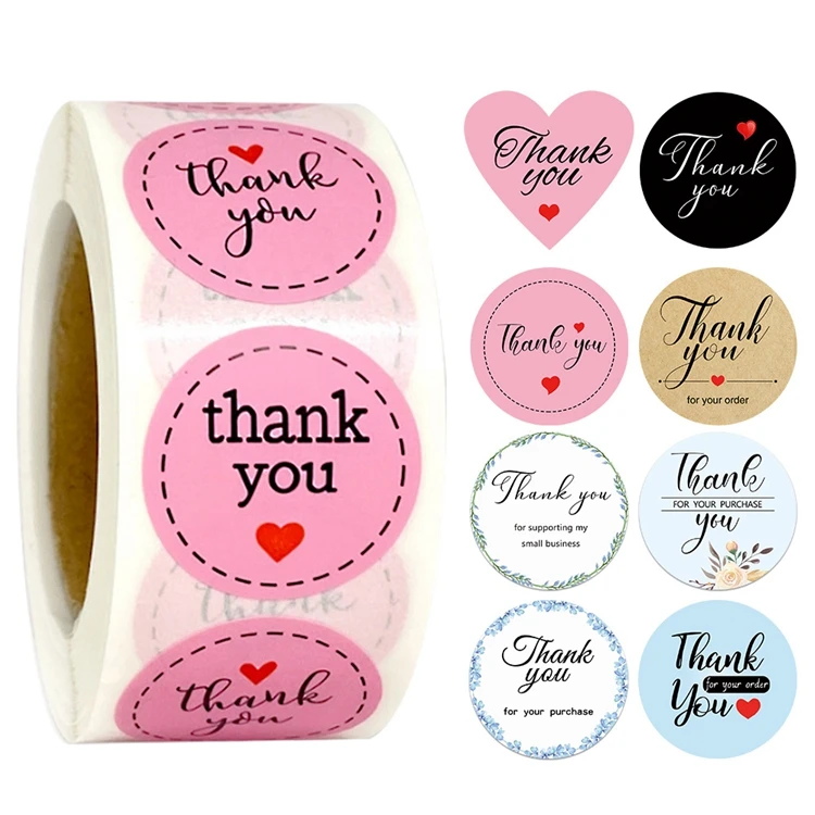 Custom Printing Adhesive Sticker Labels In Roll Decorative Ceiling Thank You Sticker Roll For Christmas Gifts Wedding Party