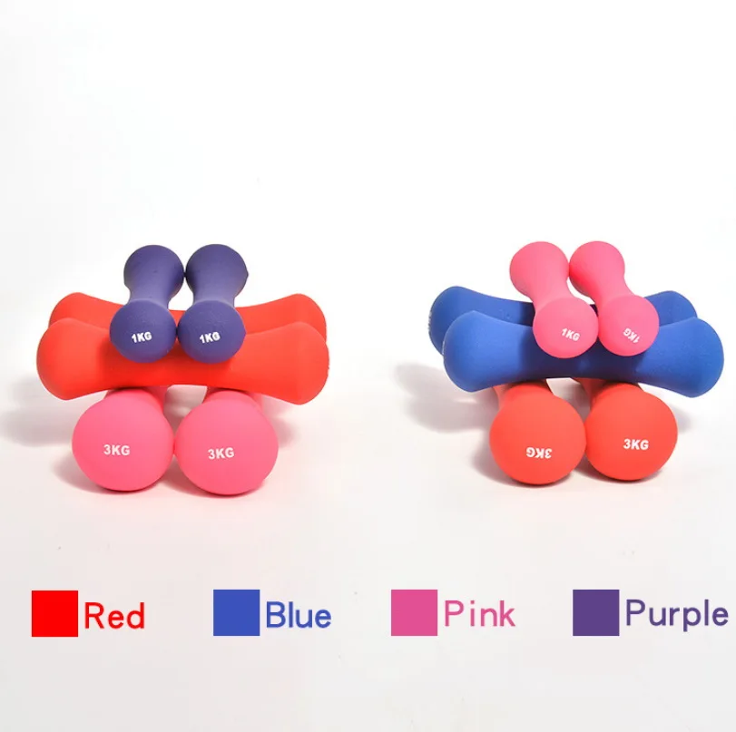 2021 China Gym equipment Cast iron Neoprene Coated colorful Dumbbell neoprene dumbbell gym dumbbells set Home Slimming  Exercise