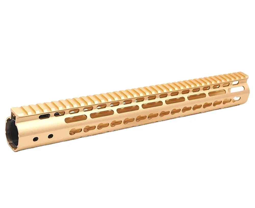 
Aplus new Luxury Gold golden NSR 15 Inch Free Float KeyMod AR15 Handguard AR-15 Rail Mounted with Steel Barrel Nut 