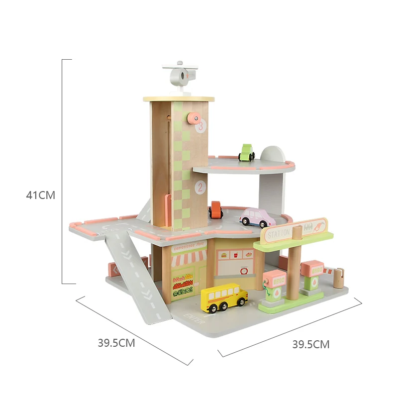 New Shape Hot Sale Kids Play Hut Parking Garage Wooden Parking Lot Toy