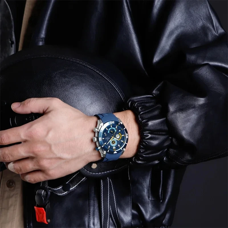 Naviforce 8038 Top Sale Men Japan Quartz Movement Wrist Watch Waterproof Silicone Sport Watch Men Watch Relogio Masculino