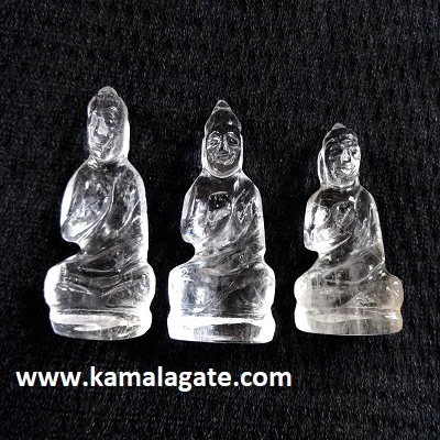 Wholesale natural Clear Quartz Gemstone Sculpture Buddha Hand crafted crystal carved buddha for sale