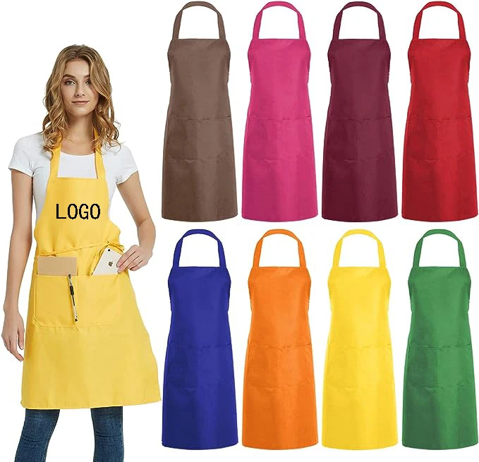 Custom Design Logo Printing Kefei Waterproof Kitchen Cooking Aprons With Pockets Bbq Barista Men Black Apron For Cleaning Homes
