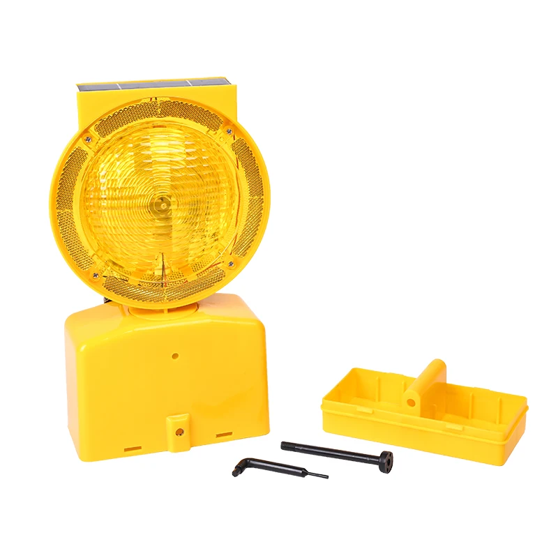 Road Safety  Solar Yellow Panel LED Barricade Traffic Flashing Warning Lamp Light