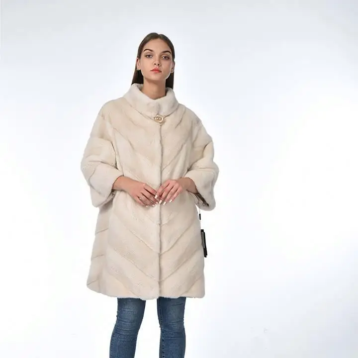 Hot selling Elegant Premium Thick Pure Natural Animal mink blue real plus size mink womens fur coats 2020