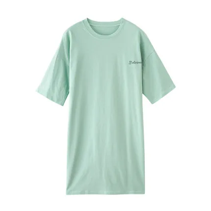 Factory Customize Print Dress Casual Home Wear Lady Nighty Summer Pajamas Patterns Nightgown Combed Cotton Loungewear Sleep Gown