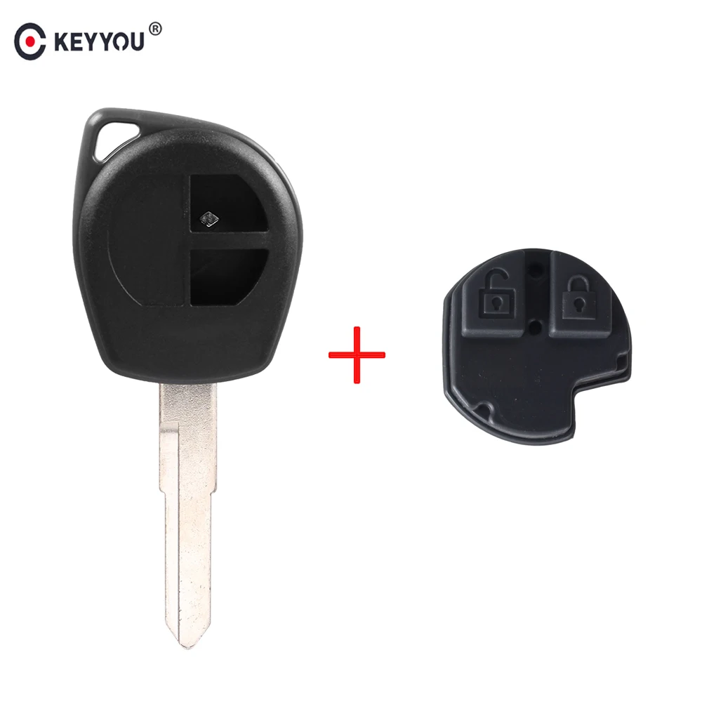 KEYYOU 2 Buttons Car Key Shell Fob Case+Rubber pad For Suzuki Swift Grand SX4 Liana Aerio Vitara GRAND VITARA ALTO Jimny key